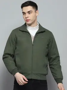 Monte Carlo Men Spread Collar Solid Cotton Casual Lightweight Bomber Jacket