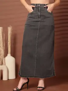 plusS Women Denim A-Line Maxi Skirts