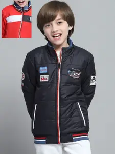 Monte Carlo Boys Mock Collar Striped Casual Reversible Bomber Jacket