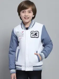 Monte Carlo Boys Stand Collar Colourblocked Casual Lightweight Varsity Jacket