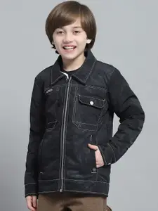 Monte Carlo Boys Spread Collar Solid Casual Lightweight Denim Jacket