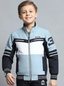 Monte Carlo Boys Mock Collar Colourblocked Casual Lightweight Bomber Jacket