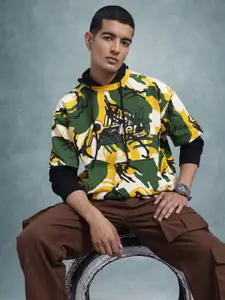 The Roadster Lifestyle Co. Abstract Printed Hooded Sweatshirt with Typography Detail