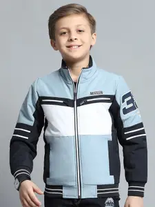 Monte Carlo Boys Mock Collar Colourblocked Casual Lightweight Bomber Jacket