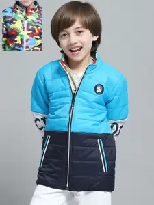 Monte Carlo Boys Mock Collar Colourblocked Casual Reversible Padded Jacket