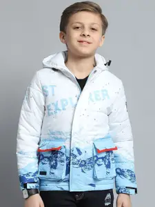 Monte Carlo Boys Hooded Graphic Printed Casual Lightweight Puffer Jacket