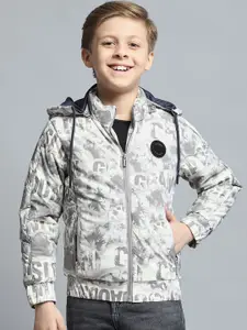 Monte Carlo Boys Hooded Typography Printed Casual Lightweight Padded Jacket