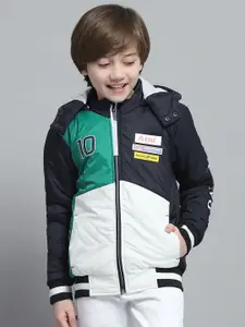 Monte Carlo Boys Hooded Colourblocked Casual Lightweight Bomber Jacket