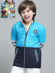 Monte Carlo Boys Mock Collar Colourblocked Casual Reversible Padded Jacket