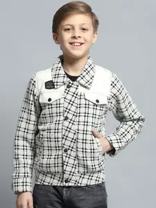 Monte Carlo Boys Spread Collar Checked Casual Lightweight Tailored Jacket