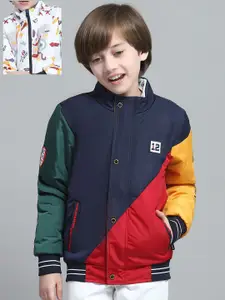 Monte Carlo Boys Mock Collar Colourblocked Casual Reversible Bomber Jacket