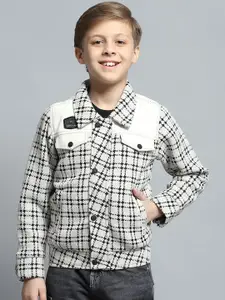 Monte Carlo Boys Spread Collar Checked Casual Lightweight Tailored Jacket