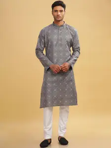 Anouk Ethnic Motifs Printed Band Collar Straight Kurta
