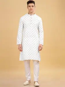 Anouk Geometric Printed Band Collar Straight Kurta