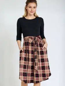 StyleCast Checked A-Line Flared Skirts