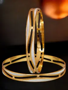 LUCKY JEWELLERY Set Of 2 18K One Gram Gold-Plated Bangles