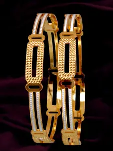 LUCKY JEWELLERY Set Of 2 18K One Gram Gold-Plated Bangles