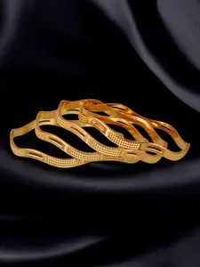 LUCKY JEWELLERY Set Of 4 18K One Gram Gold-Plated Bangles