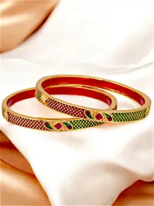 LUCKY JEWELLERY Set Of 2 18K One Gram Gold-Plated Bangles