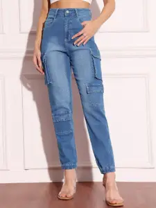 Miss Chase Women High-Rise Mildly Distressed Light Fade Stretchable Jeans