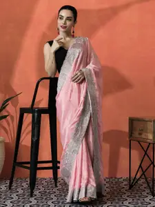 Sangria Embellished Embroidered Saree With Blouse Piece