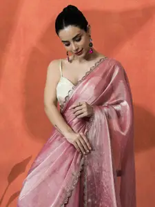 Sangria Embellished Saree With Unstitched Blouse