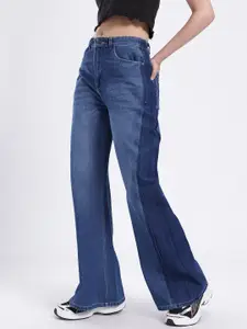 glitchez Women Contrast Panel Wide Leg Jeans