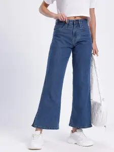 glitchez Women Slit Hem Straight Fit Cropped Jeans