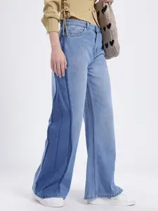 glitchez Women Contrast Panel Wide Leg Jeans
