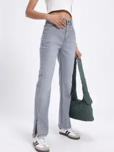 glitchez Women Straight Fit Slit Hem Jeans