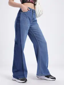 glitchez Women Contrast Panel Wide Leg Jeans