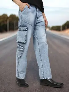 Urbano Fashion Men Loose Relaxed Fit Heavy Fade Mid-Rise Jeans