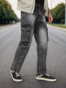 Urbano Fashion Men Grey Loose Fit With 7 Pockets Non-Stretchable Cargo Jeans