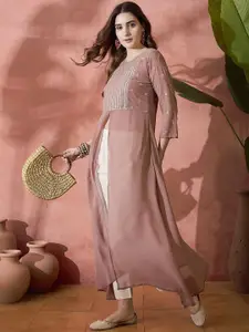 Sangria Embellished Sequinned Georgette Kurta