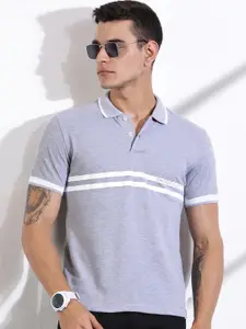 Thomas Scott Men Striped Polo Collar Cotton T-shirt