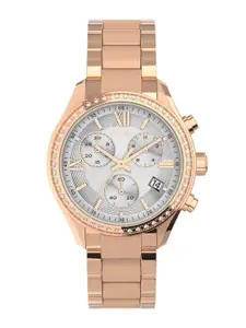Timex Women Brass Dial & Stainless Steel Straps Analogue Watch TW2V57900