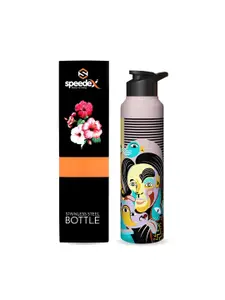 Speedex Grey & Blue Printed Stainless Steel Water Bottle 1L