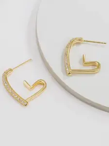 SUBHAGALANKAR Zircon Heart Shaped Hoop Earrings