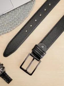 ZEVORA Men Textured Leather Belt