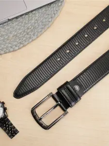 ZEVORA Men Textured Leather Belt