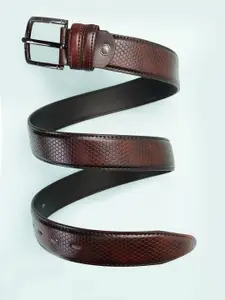 ZEVORA Men Textured Leather Belt