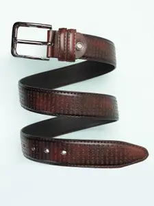 ZEVORA Men Textured Leather Belt