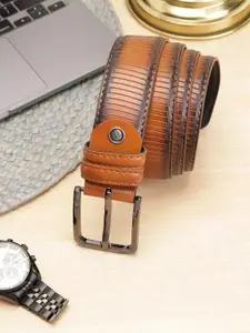 ZEVORA Men Striped Leather Belt