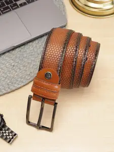 ZEVORA Men Textured Leather Belt