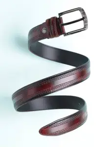 ZEVORA Men Textured Leather Belt