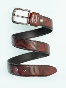 ZEVORA Men Textured Leather Belt