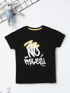 max Boys Typography Printed Round Neck Cotton T-shirt