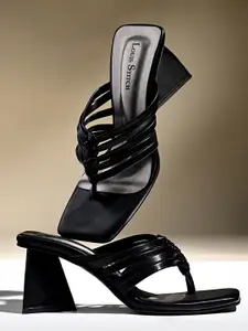 LOUIS STITCH Women Weaved T-Strap Block Heel Lightweight Sandals
