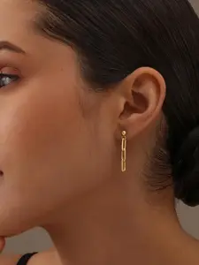 LeCalla 925 Sterling Silver Gold Plated Contemporary Shaped Drop Earrings