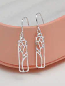 LeCalla Sterling Silver Plated Contemporary Shaped Drop Earrings
